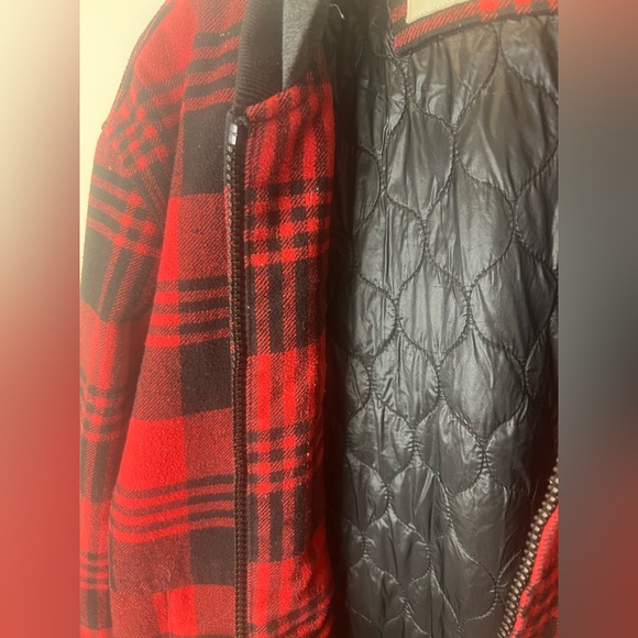 Levi's Red Black Buffalo Plaid Full Zip Hooded Jacket Coat Men Size XXL - Picture 5 of 15